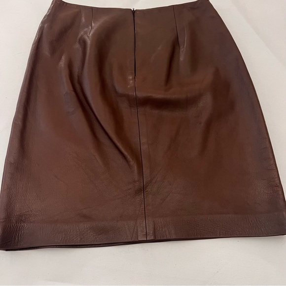 Ralph Lauren PURPLE LABEL Brown Leather Skirt 6 - Picture 6 of 14